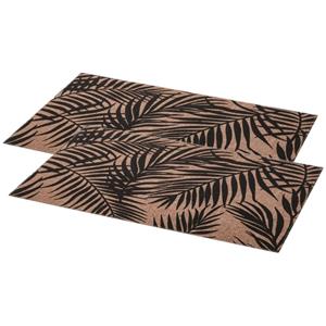 Secret De Gourmet Set van 6x stuks rechthoekige placemats Palm zwart - linnen mix - 45 x 30 cm - Onderleggers