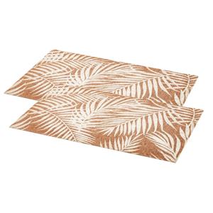 Secret De Gourmet Set van 6x stuks rechthoekige placemats Palm wit - linnen mix - 45 x 30 cm - Onderleggers