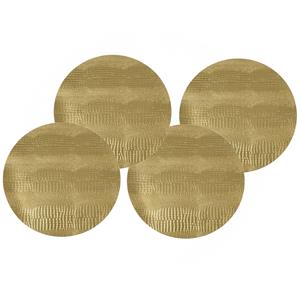 Bellatio 6x stuks ronde placemats goud glitter 38 cm van kunststof - Borden onderleggers