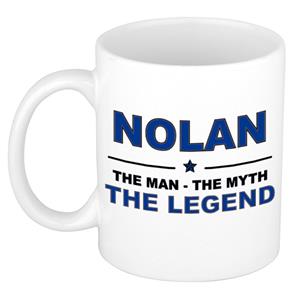 Bellatio Naam cadeau Nolan - The man, The myth the legend koffie mok / beker 300 ml - naam/namen mokken - Cadeau voor o.a verjaardag/ vaderdag/ pensioen/ geslaagd/ bedankt