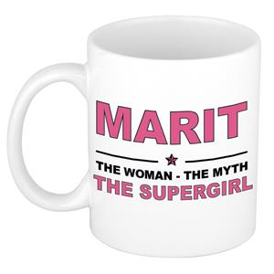 Bellatio Naam cadeau Marit - The woman, The myth the supergirl koffie mok / beker 300 ml - naam/namen mokken - Cadeau voor o.a verjaardag/ moederdag/ pensioen/ geslaagd/ bedankt