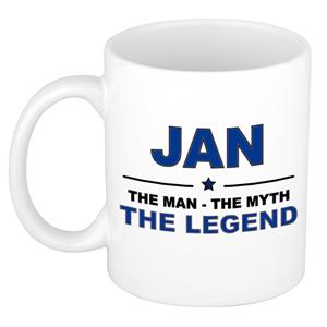 Bellatio Naam cadeau Jan - The man, The myth the legend koffie mok / beker 300 ml - naam/namen mokken - Cadeau voor o.a verjaardag/ vaderdag/ pensioen/ geslaagd/ bedankt