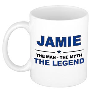 Bellatio Naam cadeau Jamie - The man, The myth the legend koffie mok / beker 300 ml - naam/namen mokken - Cadeau voor o.a verjaardag/ vaderdag/ pensioen/ geslaagd/ bedankt