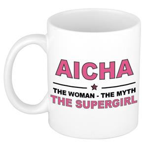 Bellatio Naam cadeau Aicha - The woman, The myth the supergirl koffie mok / beker 300 ml - naam/namen mokken - Cadeau voor o.a verjaardag/ moederdag/ pensioen/ geslaagd/ bedankt