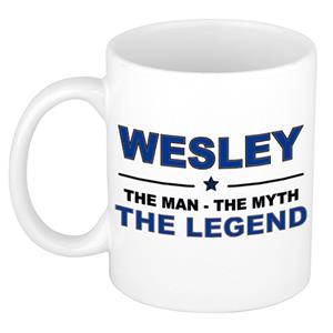 Bellatio Naam cadeau Wesley - The man, The myth the legend koffie mok / beker 300 ml - naam/namen mokken - Cadeau voor o.a verjaardag/ vaderdag/ pensioen/ geslaagd/ bedankt