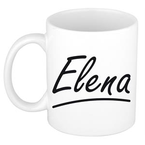 Bellatio Elena naam cadeau mok / beker sierlijke letters - Cadeau collega/ moederdag/ verjaardag of persoonlijke voornaam mok werknemers