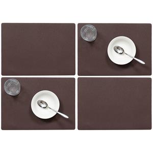 Wicotex Set van 8x stuks stevige luxe Tafel placemats Plain chocolade bruin 30 x 43 cm - Met anti slip laag en Teflon coating toplaag