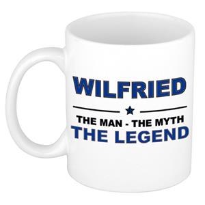 Bellatio Naam cadeau Wilfried - The man, The myth the legend koffie mok / beker 300 ml - naam/namen mokken - Cadeau voor o.a verjaardag/ vaderdag/ pensioen/ geslaagd/ bedankt