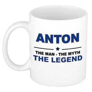 Bellatio Naam cadeau Anton - The man, The myth the legend koffie mok / beker 300 ml - naam/namen mokken - Cadeau voor o.a verjaardag/ vaderdag/ pensioen/ geslaagd/ bedankt