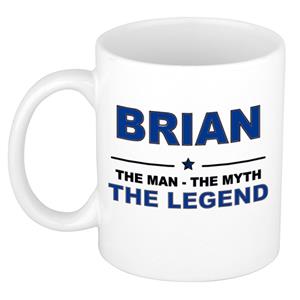 Bellatio Naam cadeau Brian - The man, The myth the legend koffie mok / beker 300 ml - naam/namen mokken - Cadeau voor o.a verjaardag/ vaderdag/ pensioen/ geslaagd/ bedankt