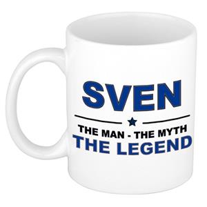 Bellatio Naam cadeau Sven - The man, The myth the legend koffie mok / beker 300 ml - naam/namen mokken - Cadeau voor o.a verjaardag/ vaderdag/ pensioen/ geslaagd/ bedankt