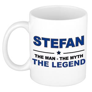 Bellatio Naam cadeau Stefan - The man, The myth the legend koffie mok / beker 300 ml - naam/namen mokken - Cadeau voor o.a verjaardag/ vaderdag/ pensioen/ geslaagd/ bedankt