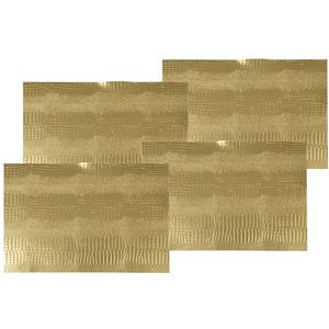 Bellatio 6x stuks rechthoekige placemats goud glitter 30 x 45 cm van kunststof - Borden onderleggers