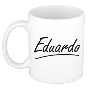 Bellatio Eduardo naam cadeau mok / beker met sierlijke letters - Cadeau collega/ vaderdag/ verjaardag of persoonlijke voornaam mok werknemers