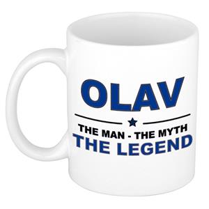 Bellatio Naam cadeau Olav - The man, The myth the legend koffie mok / beker 300 ml - naam/namen mokken - Cadeau voor o.a verjaardag/ vaderdag/ pensioen/ geslaagd/ bedankt