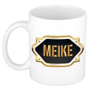 Bellatio Meike naam cadeau mok / beker met gouden embleem - kado verjaardag/ moeder/ pensioen/ geslaagd/ bedankt