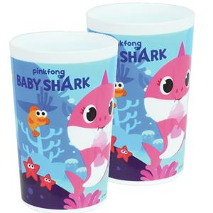 Baby Shark 4x Stuks Kunststof Drinkbeker  220 Ml - Kinderservies