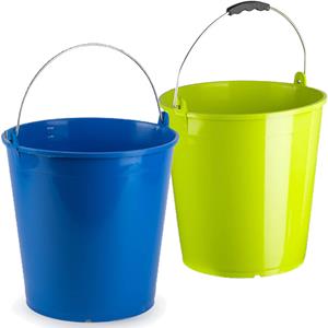 Forte Plastics Groene En Blauwe Schoonmaakemmers/huishoudemmers Set 15 Liter En 32 X 31 Cm - Emmers