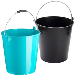 Forte Plastics Blauwe En Zwarte Schoonmaakemmers/huishoudemmers Set 15 Liter En 32 X 31 Cm - Emmers