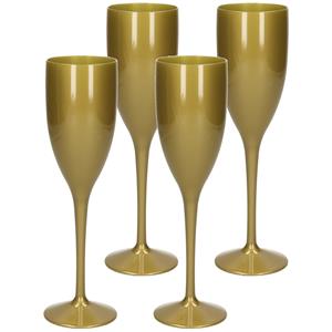 6x Stuks Onbreekbaar Champagne/prosecco Flute Glas Goud Kunststof 15 Cl/150 Ml - Champagneglazen