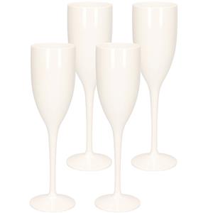 4x Stuks Onbreekbaar Champagne/prosecco Flute Glas Wit Kunststof 15 Cl/150 Ml - Champagneglazen