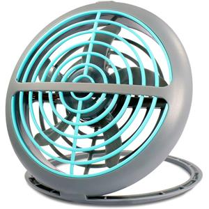 BES LED USB Ventilator - Shiqu Fany - Mini Tafelventilator - Kantelbaar - Aan/Uit Schakelaar - Rond - Grijs/Blauw