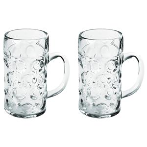 Santex 2x Bierpullen/bierglazen 1.3 Liter/130 Cl/1300 Ml Van Onbreekbaar Kunststof - Bierglazen