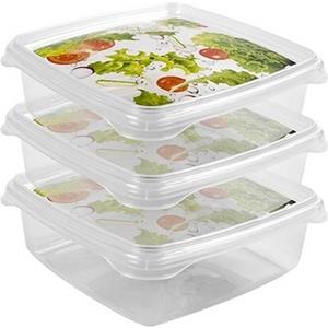 Hega Hogar 3x Voorraad/vershoudbakjes 0,8 Liter Transparant Plastic - Vershoudbakjes