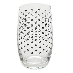 Clayre & Eef Waterglas 320 Ml Transparant Glas Hartjes Drinkbeker Drinkglas Transparant Drinkbeker Drinkglas