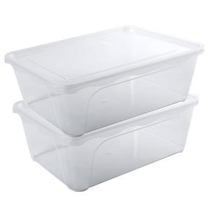 Hega Hogar 2x Voorraad/vershoudbakjes Hoog/diep 2 Liter Transparant 22 X 15 X 8 Cm - Vershoudbakjes