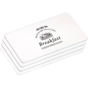 4x Rechthoekige Kunststof Bordjes/plankjes Met Breakfast Print - Placemats