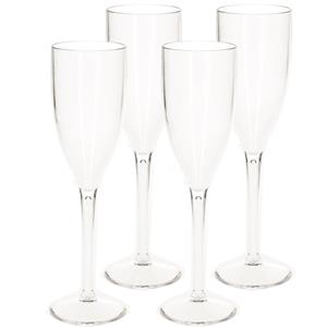4x Stuks Onbreekbaar Champagne/prosecco Flute Glas Transparant Kunststof 15 Cl/150 Ml - Champagneglazen