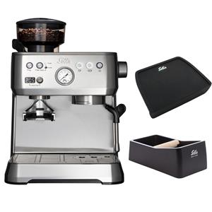 Solis Grind & Infuse Perfetta (1019), Coffee Knock-Box en Tamping Mat - Zilver
