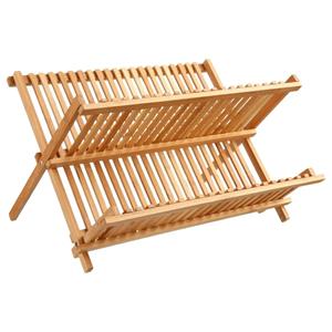 Secret De Gourmet Afdruiprek/afwasrek 2-laags bruin 42 x 33 cm van bamboe hout - Afwassen