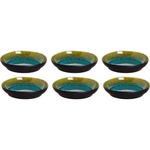 Palmer Bord Diep Lotus 21 Cm Zwart Turquoise Stoneware 6 Stuk(s)