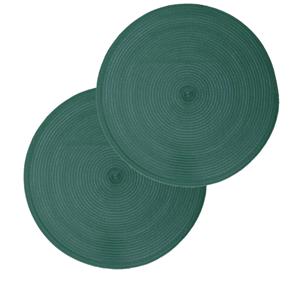 Secret De Gourmet Set van 6x stuks placemats emerald groen - gevlochten kunststof - 38 cm - Onderleggers