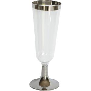 12x Luxe champagne glazen zilver/transparant kunststof - 150 ml - herbruikbare champagneglazen