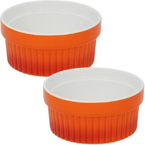 Excellent Houseware 10x Creme brulee schaaltjes/bakjes oranje 11 cm van porselein - Tapas schaaltjes