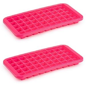 Forte Plastics 2x stuks Trays met Cocktail ijsblokjes/ijsklontjes vormen 50 vakjes kunststof roze
