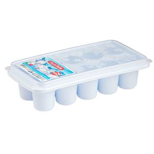 Forte Plastics Tray met dikke grote ronde blokken van 6.5 cm ijsblokjes/ijsklontjes vormpjes 10 vakjes kunststof wit met afsluit deksel