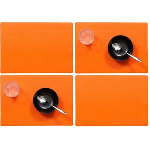 Wicotex Set van 8x stuks stevige luxe Tafel placemats Plain oranje 30 x 43 cm - Met anti slip laag en Teflon coating toplaag