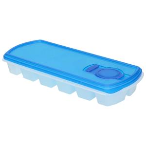 Forte Plastics Voordeelset van 1x stuks iJsblokjes/ijsklontjes maken bakjes met afsluit deksel blauw 26 cm - 12 stuks per verpakking