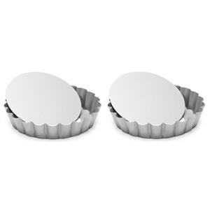 Patisse Set Van 2x Stuks Ronde Mini Taart/quiche Bakvormen Zilver 10 Cm - Bakringen