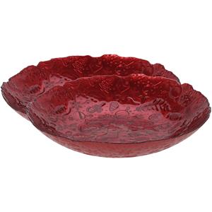 2x stuks glazen decoratie schaal/fruitschaal rood rond D40 x H7 cm -