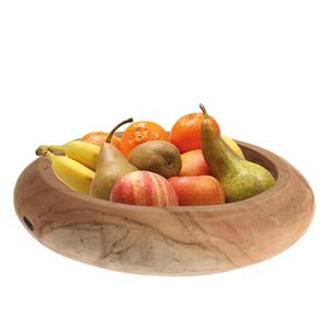 H&S Collection Fruitschaal teak hout rond 25 cm -