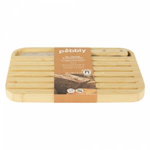 Pebbly Broodplank Met Broodmes, Bamboe, 29 X 20 Cm - 