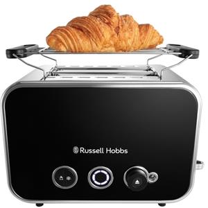 RUSSELL HOBBS Toaster RUSSELL HOBBS Toaster Distinctions 2S 26430-56 Edelstahl Schwarz, 2 Schlitze, für 2 Scheiben, extra breite Toastschlitze, Retro Design