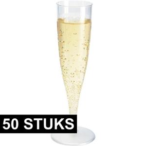 50x Champagne glazen transparant 19 cm -