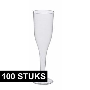 100x Champagne glazen van polystyreen -