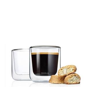 Blomus Dubbelwandig glas NERO koffie (set/4 stuks)